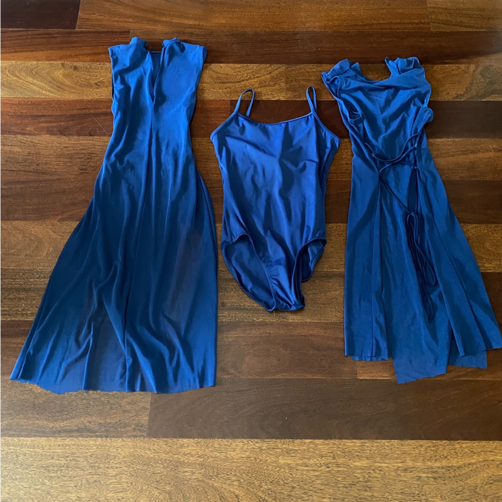 2 see through navy blue dress. only one leotard